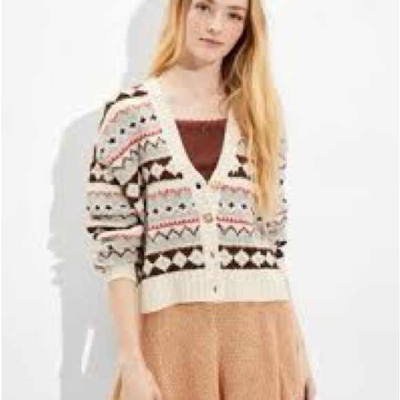 ✨NWT American Eagle Outfitters Women’s Cardigan Sweater Fair Isle Retro Vintage - Picture 8 of 8
